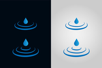 A water drop modern minimal logo design. falling water drop and water waves