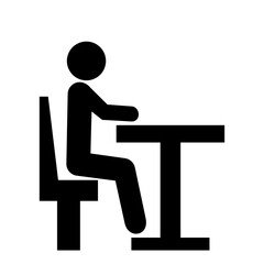 chair and desk and person, waiting room,black silhouette, vector icon