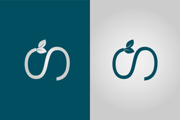 ecological logo design in green leaf plant infinity sign