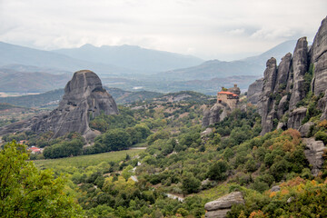 Meteora Monasteries, rocks of Thessaly. Trikala region, Greece