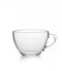 Empty glass tea cup. Isolated on white background
