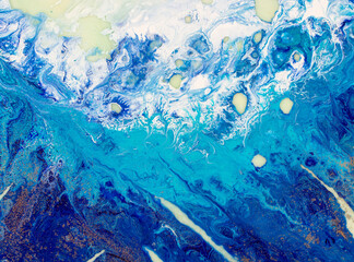 Abstract painting texture in a gentle blue color. Natural luxury abstract fluid, liquid art painting. Tender, modern futuristic, dynamic and dreamy artwork. Textured colorful oil paint.