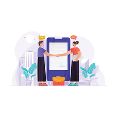 Businessman Online Dealing Illustration Concept