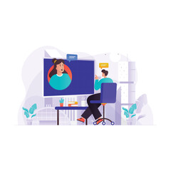Business People Doing Online Meeting Illustration Concept