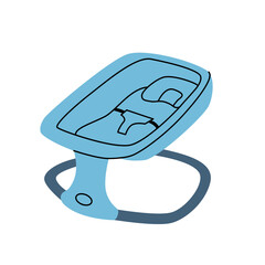 Baby rocking chair vector flat illustration. Colored symbol of care. Comfortable baby home chair for rest and activity. Isolated flat object on white background