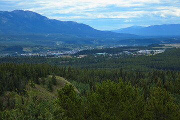 Fototapeta na wymiar View of Whitehorse from Bald Hill at Purple Trail,Canada,North America 