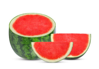 Slices of watermelon isolated on white background.