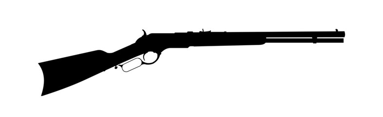Winchester 1866 Short Rifle  silhouette . Classic lever action rifle. Old western gun