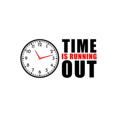 Time is running text icon isolated on white background