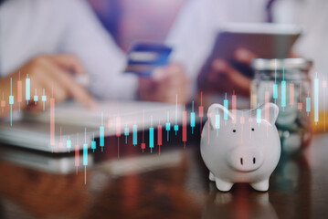 Business team think of the concept of saving money.