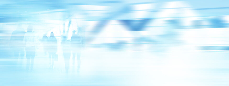 blurry abstract business background blue movement people concept inside - Powered by Adobe