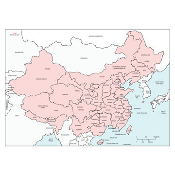 Political Map of China
China's Political Map shows the international boundary, autonomous regions, and municipalities with their capitals and national capitals.
