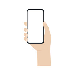 Hand holding black smartphone, Vector.