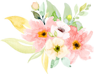 Obraz na płótnie Canvas Beautiful Bouquet Flower Watercolor