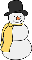 Cute Christmas Snowman,  Digital paint illustration