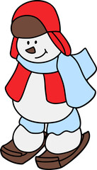 Cute Christmas Snowman,  Digital paint illustration