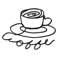 coffee cute line art hand drawn illustration design for stickers