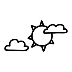overcast cute line art hand drawn illustration design for stickers