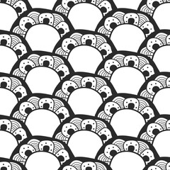Abstract hand drawn flower. Sketch doodle seamless pattern.