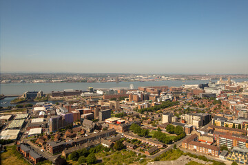 Fototapeta na wymiar View of Liverpool from the cathedral tower