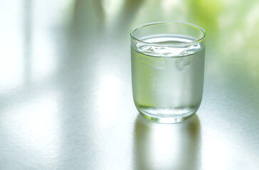 glass of water on white background