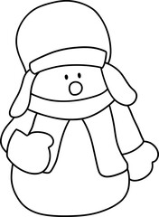 Fototapeta premium Cute Christmas Snowman, Digital paint illustration, Outline design