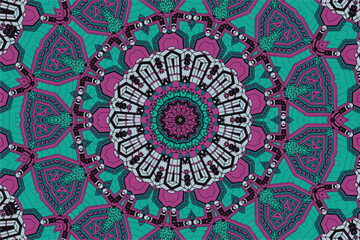 Round geometric mandala background with ethnic motif vector