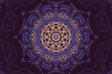 Abstract colored neon flower on a black background