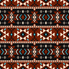 Ethnic geometric pattern. Vector southwest aztec geometric shape vintage patchwork seamless pattern background. Use for fabric, textile, ethnic interior decoration elements, upholstery, wrapping.