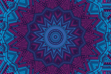 Abstract blue kaleidoscope background beautiful mandala texture unique kaleidoscope design