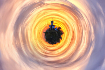 little planet church panorama vologda view landscape