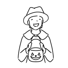 ハロウィンでお菓子をもらう男の子