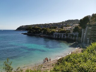 Beach on the peninsula of Saint-Jean-Cap-Ferrat in the south of France, on the French Riviera