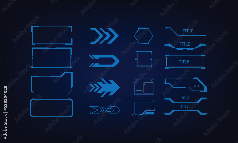 Poster set of sci fi modern user interface elements. futuristic abstract hud. good for game ui. vector illu