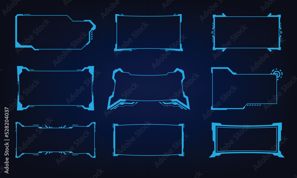 Poster set of sci fi modern user interface elements. futuristic abstract hud. good for game ui. vector illu
