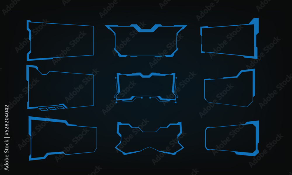 Poster set of sci fi modern user interface elements. futuristic abstract hud. good for game ui. vector illu