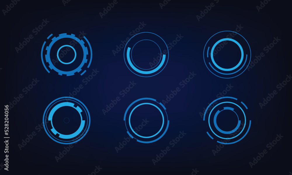 Poster webcircle hud elements for ui, ux, gui, fui. set abstract digital circular shapes. set of sci fi mod