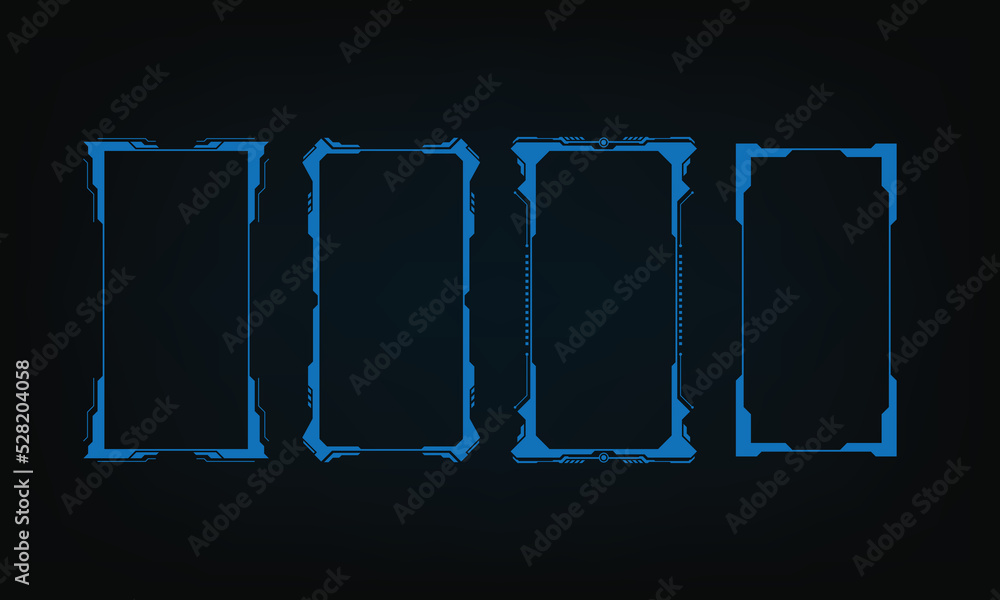Poster HUD Futuristic User Screen Control Interface Set. Abstract Virtual Hologram Target Monitor Concept Design..