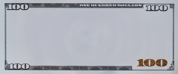 U.S. 100 dollar border with empty middle area