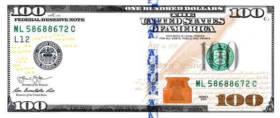 U.S. 100 dollar border with empty middle area - obrazy, fototapety, plakaty