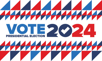 Presidential Election 2024 in United States. Vote day, November 5. US Election. Patriotic american element. Poster, card, banner and background. Vector illustration