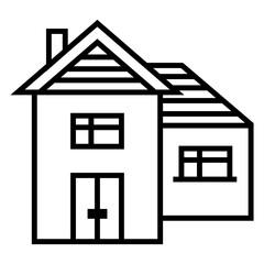 House icon illustration. Black and white, monochrome, simple house exterior illustration. Simple home icon design for your design projects.