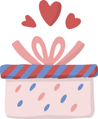 Hand Drawn gift box and heart illustration