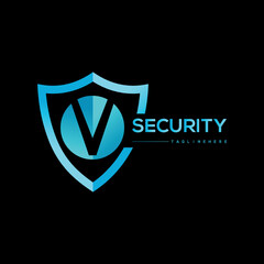 Security company logo . Abstract letter symbol of security. Shield logo. Shield circle with  V  letter logo