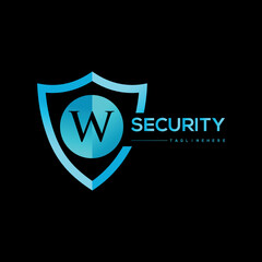 Security company logo . Abstract letter symbol of security. Shield logo. Shield circle with  W letter logo