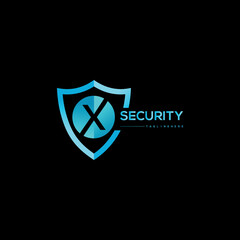 Security company logo . Abstract letter symbol of security. Shield logo. Shield circle withX   letter logo