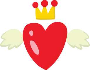 Hand Drawn heart and crown illustration