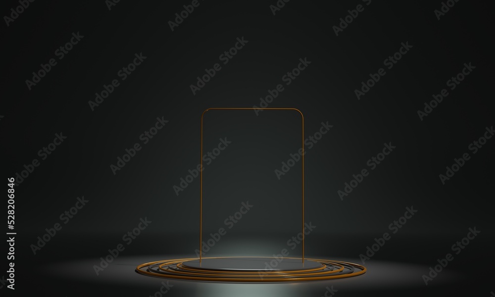 Poster luxury background with empty round podium on 3d rendering