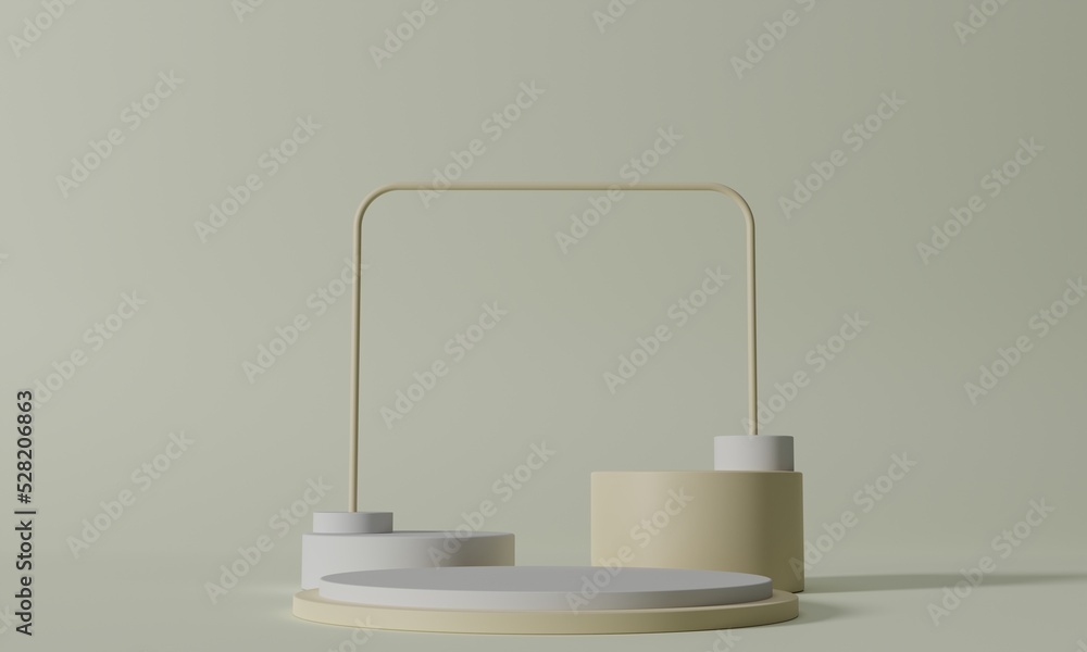 Poster simple minimalist background with round podium on 3d rendering