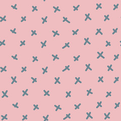 Fototapeta na wymiar Cute lovely romantic pink and blue pale pastel colors stiches seamless pattern